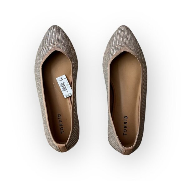Torrid Rhinestone Knit Pointed-Toe Flats 10 — Cushion Sole, Stretch Knit, NWT - Picture 1 of 9